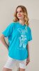 Футболка з принтом для дiвчинки LAWA P-GB02327 158 см Бірюзовий shop (2000999213847)