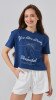 Футболка з принтом YoU are pretty жіноча  LAWA P-WB02395 XS Синій shop (2000999173462)