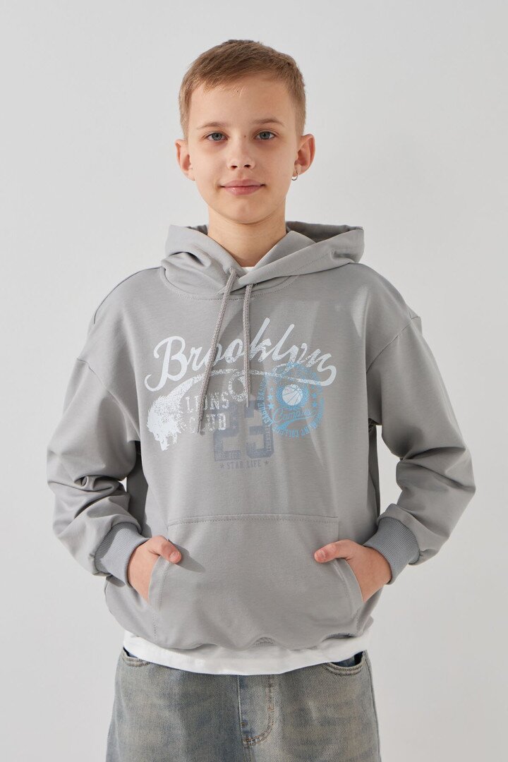Худі з принтом для хлопчика LAWA P-BB02310 122 см Світло-сірий shop (2000991052727)
