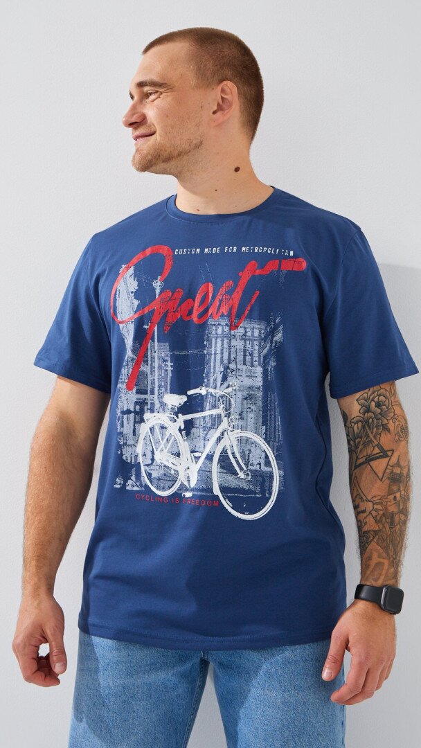 Футболка з принтом чоловіча LAWA P-MB02341 S Синій shop (2000999196089)