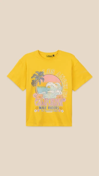 Футболка з принтом для дівчинки LAWA P-GB02319 134 см Жовтий shop (2000999189685)