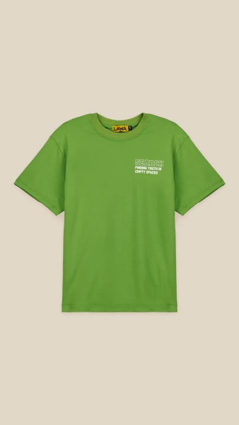 Футболка з принтом Reality для хлопчика LAWA P-BB02315 134 см Оливковий shop (2000999200007)