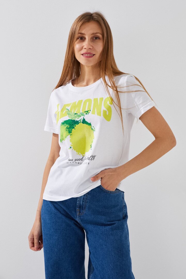 Футболка з принтом жіноча LAWA P-WB02386 XS Білий shop (2000991057661)