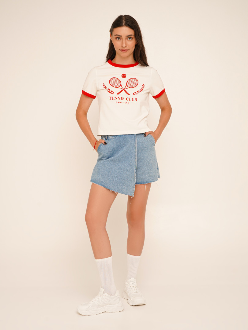 Футболка з принтом Tennis жіноча LAWA P-WB02365 XS Молочний shop (2000990659804)  Фото №3