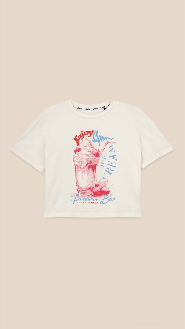 Футболка з принтом Enjoy Summer жіноча  LAWA P-WB02401 XS Молочний shop (2000999215339)