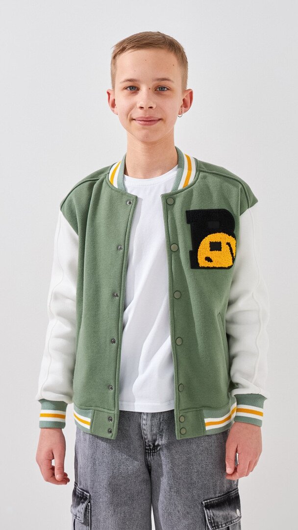 Бомбер однотонний для хлопчика LAWA BBC02336 134 см Хакі-молочний shop (2000999383250)