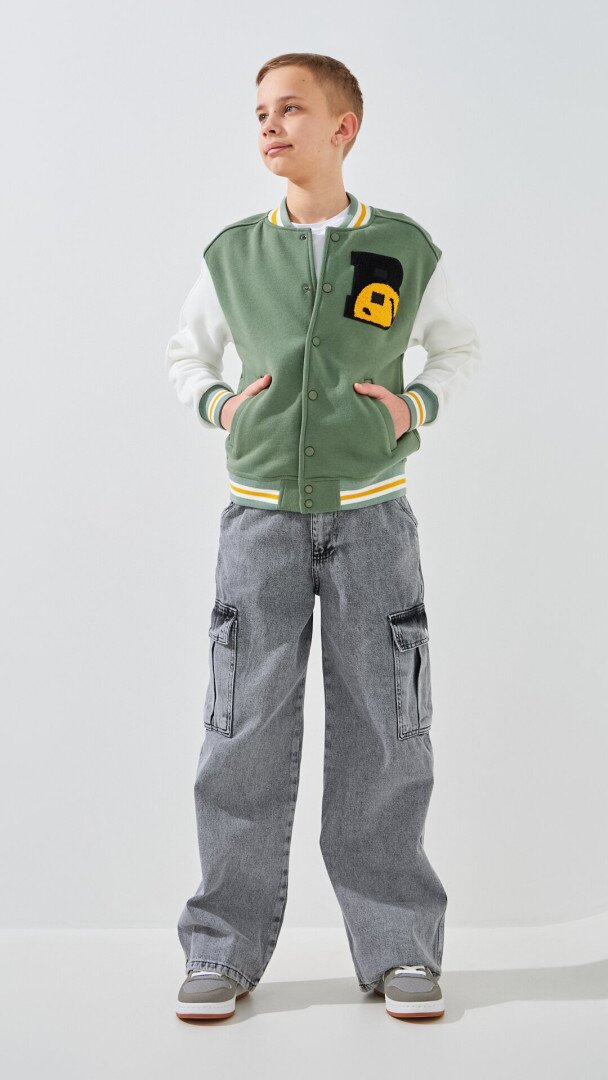 Бомбер однотонний для хлопчика LAWA BBC02336 134 см Хакі-молочний shop (2000999383250)  Фото №0