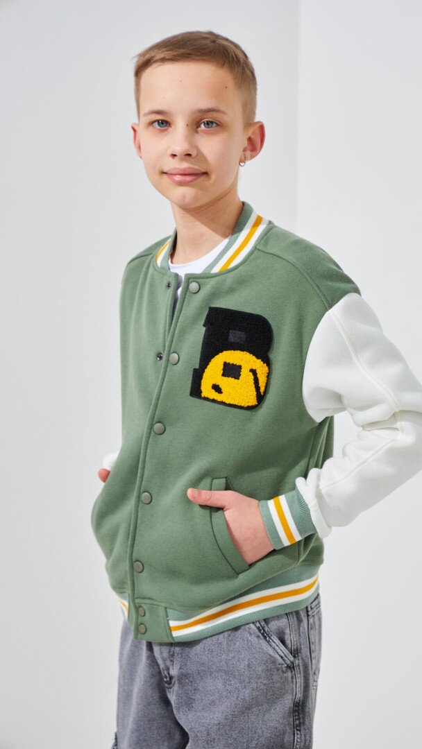 Бомбер однотонний для хлопчика LAWA BBC02336 134 см Хакі-молочний shop (2000999383250)  Фото №1