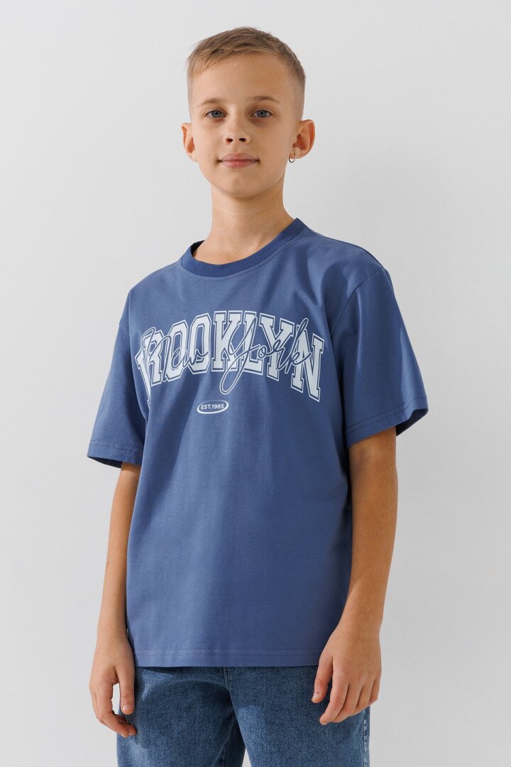 Футболка з принтом для хлопчика LAWA P-BB02303 122 см Індіго shop (2000990873439)