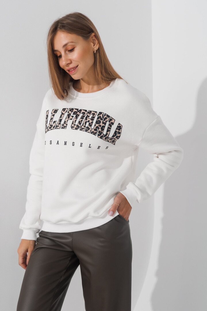 Cвітшот з принтом жіночий LAWA P-WB02373 M Молочний shop (2000990791672)  Фото №2