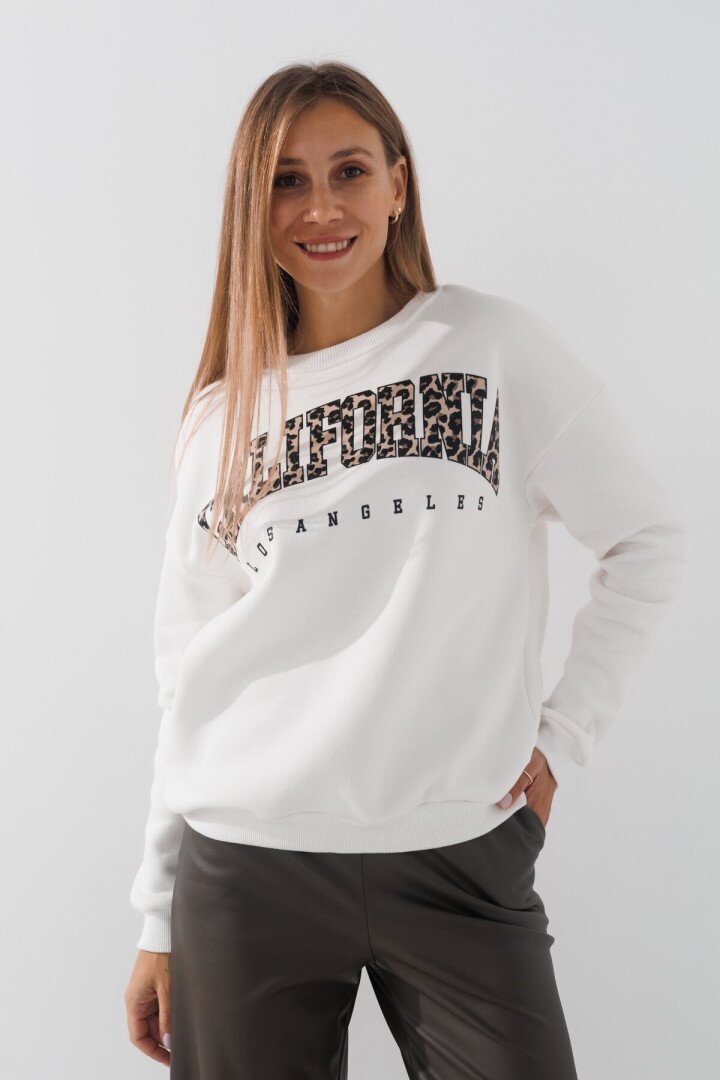 Cвітшот з принтом жіночий LAWA P-WB02373 M Молочний shop (2000990791672)