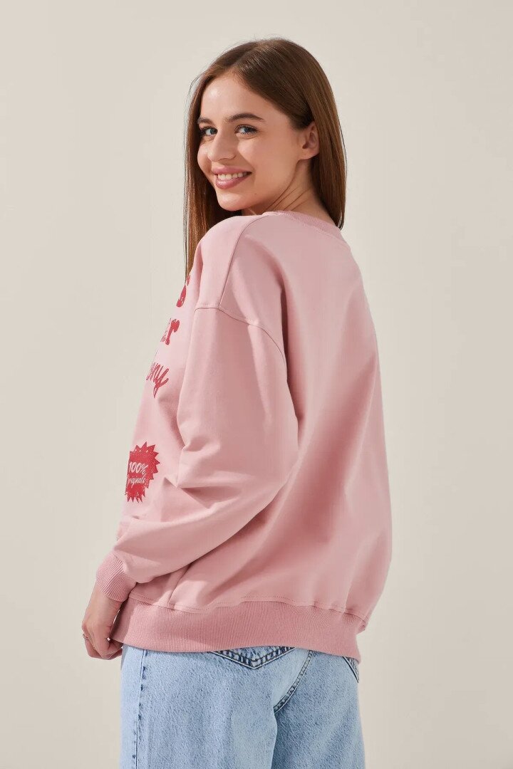 Cвітшот з принтом жіночий LAWA P-WB02383 M Пудровий shop (2000999166075)  Фото №2