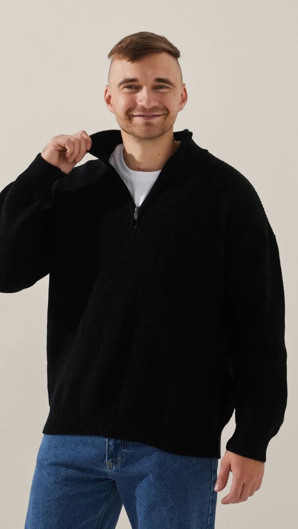 Джемпер однотонний чоловічий LAWA MBC02388 XL Чорний shop (2888000018717)  Фото №0