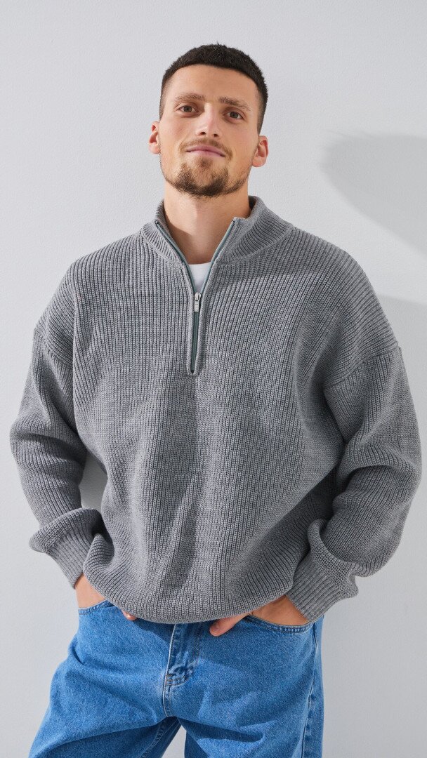 Джемпер однотонний чоловічий LAWA MBC02388 S Сірий shop (2888000018649)