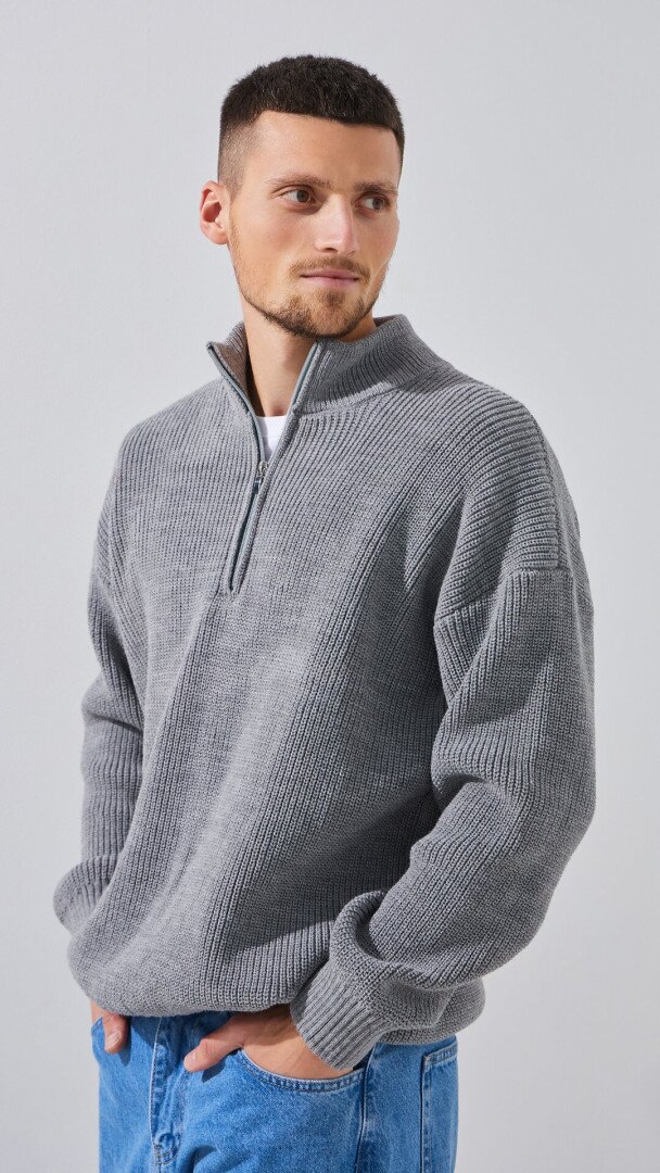 Джемпер однотонний чоловічий LAWA MBC02388 S Сірий shop (2888000018649)  Фото №1