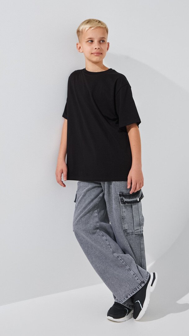 Футболка однотонна для хлопчика LAWA BBC02307 134 см Чорний shop (2000999186103)  Фото №0