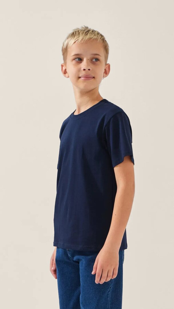 Футболка однотонна для хлопчика LAWA BBC02327 158 см Темно-синій shop (2000999216329)  Фото №1