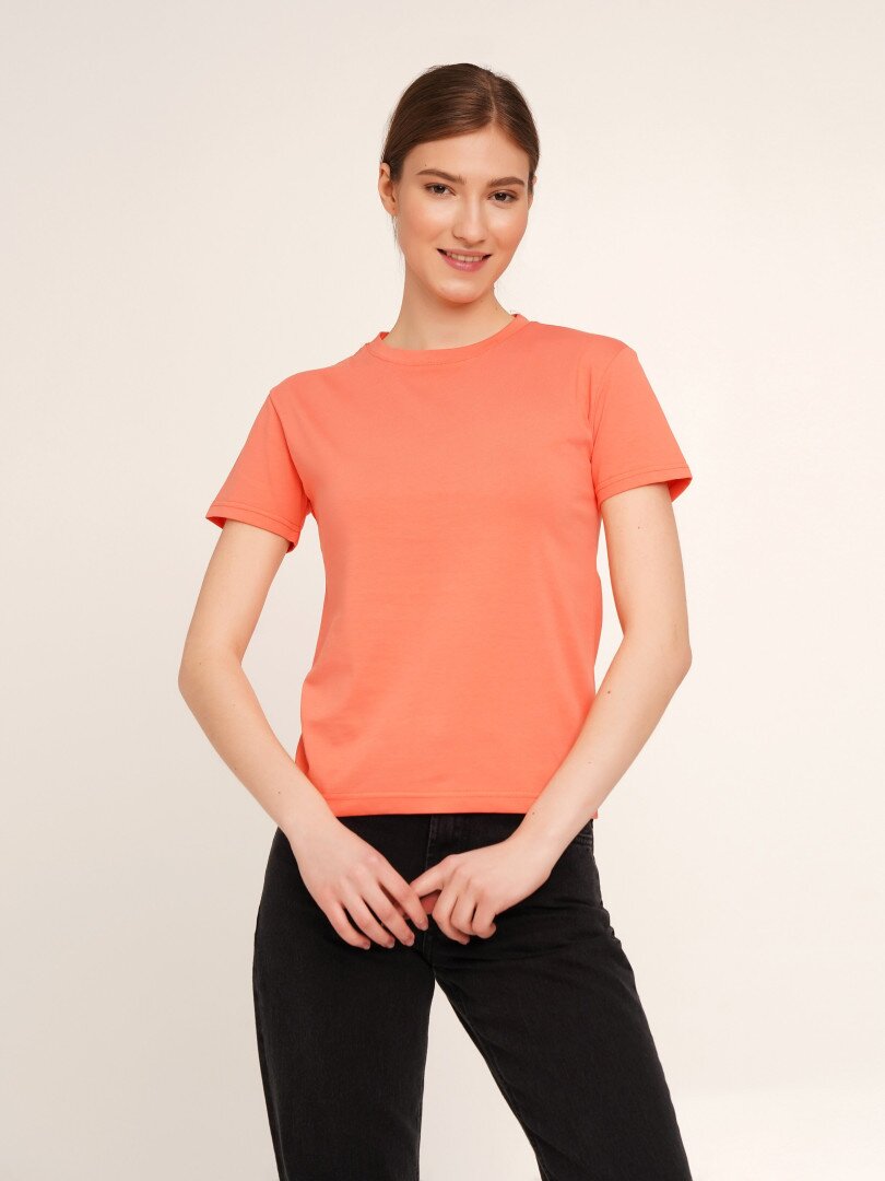 Футболка однотонна жіноча LAWA WBC02303 M Персиковий shop (2000990453402)  Фото №1