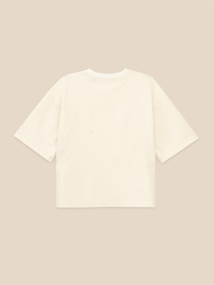 Футболка оверсайз однотонна жіноча LAWA WBC02538 2XL Молочний shop (2000999638565)  Фото №1