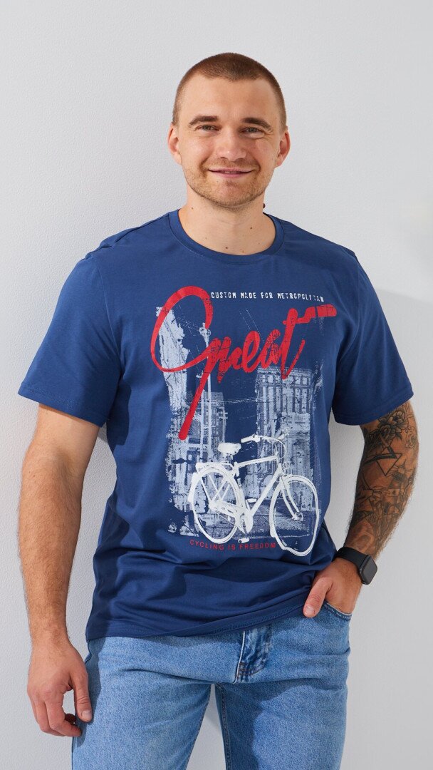 Футболка з принтом чоловіча LAWA P-MB02341 S Синій shop (2000999196089)  Фото №1