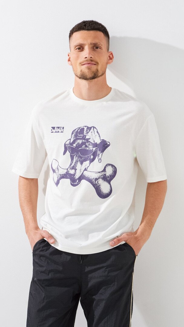 Футболка з принтом чоловіча LAWA P-MB02359 S Молочний shop (2000999456855)  Фото №1