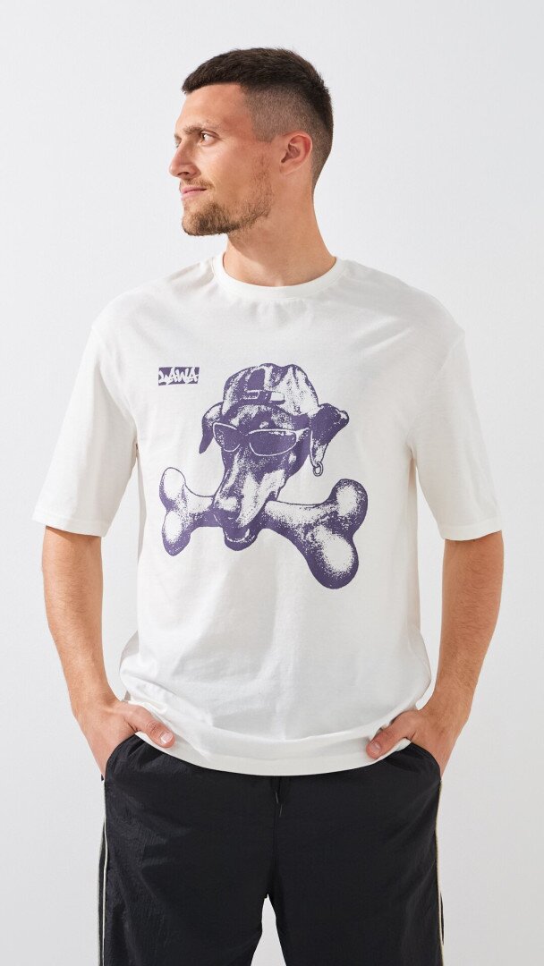 Футболка з принтом чоловіча LAWA P-MB02359 S Молочний shop (2000999456855)