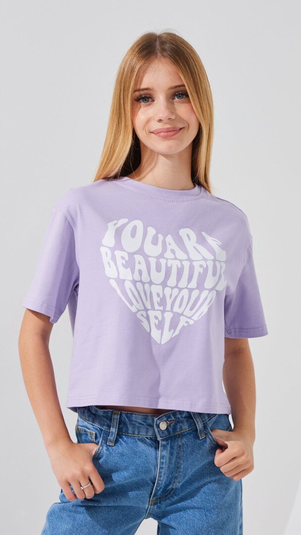 Футболка з принтом для дiвчинки LAWA P-GB02318 152 см Лавандовий shop (2000999293023)