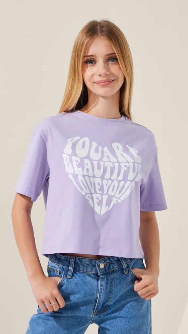 Футболка з принтом для дiвчинки LAWA P-GB02318 134 см Лавандовий shop (2000999292996)