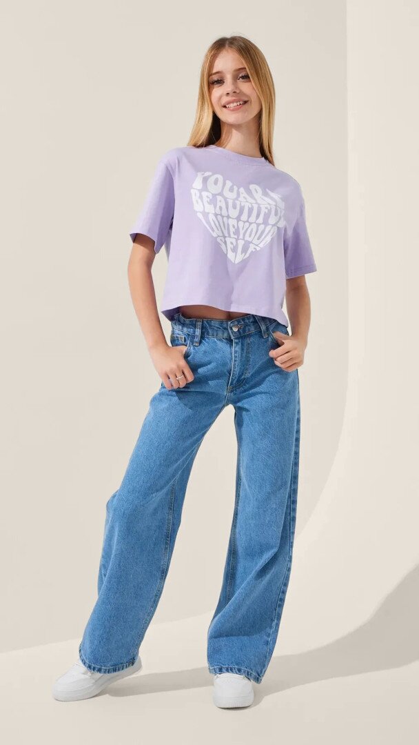 Футболка з принтом для дiвчинки LAWA P-GB02318 134 см Лавандовий shop (2000999292996)  Фото №0