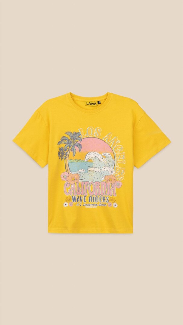 Футболка з принтом для дівчинки LAWA P-GB02319 164 см Жовтий shop (2000999189739)
