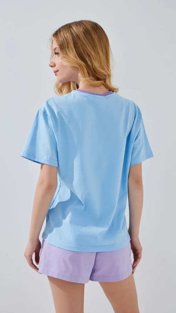 Футболка з принтом для дiвчинки LAWA P-GB02321 134 см Блакитний shop (2000999291593)  Фото №3