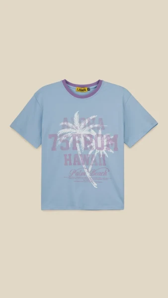 Футболка з принтом для дiвчинки LAWA P-GB02321 158 см Блакитний shop (2000999215131)