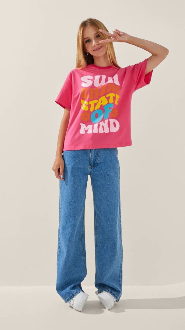 Футболка з принтом для дівчинки LAWA P-GB02322 140 см Рожевий shop (2888000008688)  Фото №0