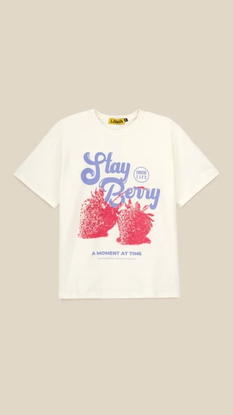 Футболка з принтом для дiвчинки LAWA P-GB02326 158 см Молочний shop (2000999213434)
