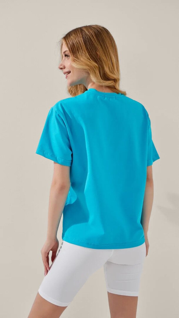 Футболка з принтом для дiвчинки LAWA P-GB02327 140 см Бірюзовий shop (2000999213786)  Фото №4