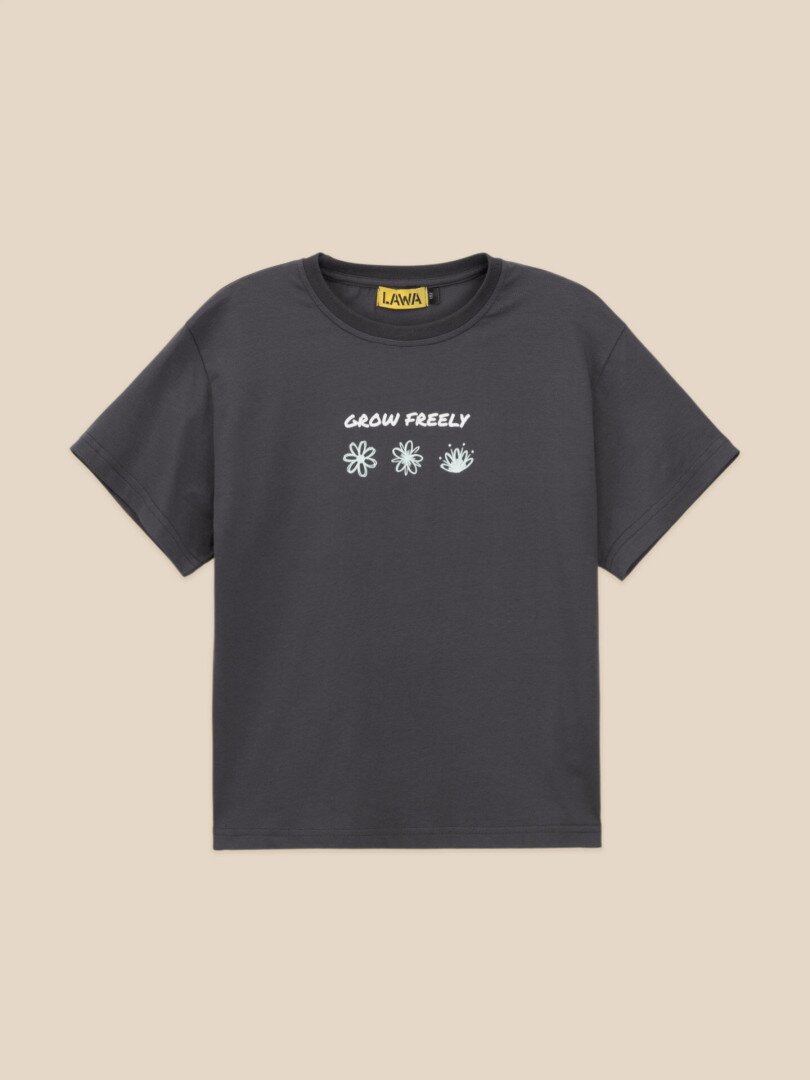 Футболка з принтом для дiвчинки LAWA P-GB02352 134 см Графітовий shop (2000999641947)