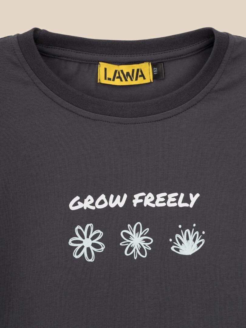 Футболка з принтом для дiвчинки LAWA P-GB02352 134 см Графітовий shop (2000999641947)  Фото №0