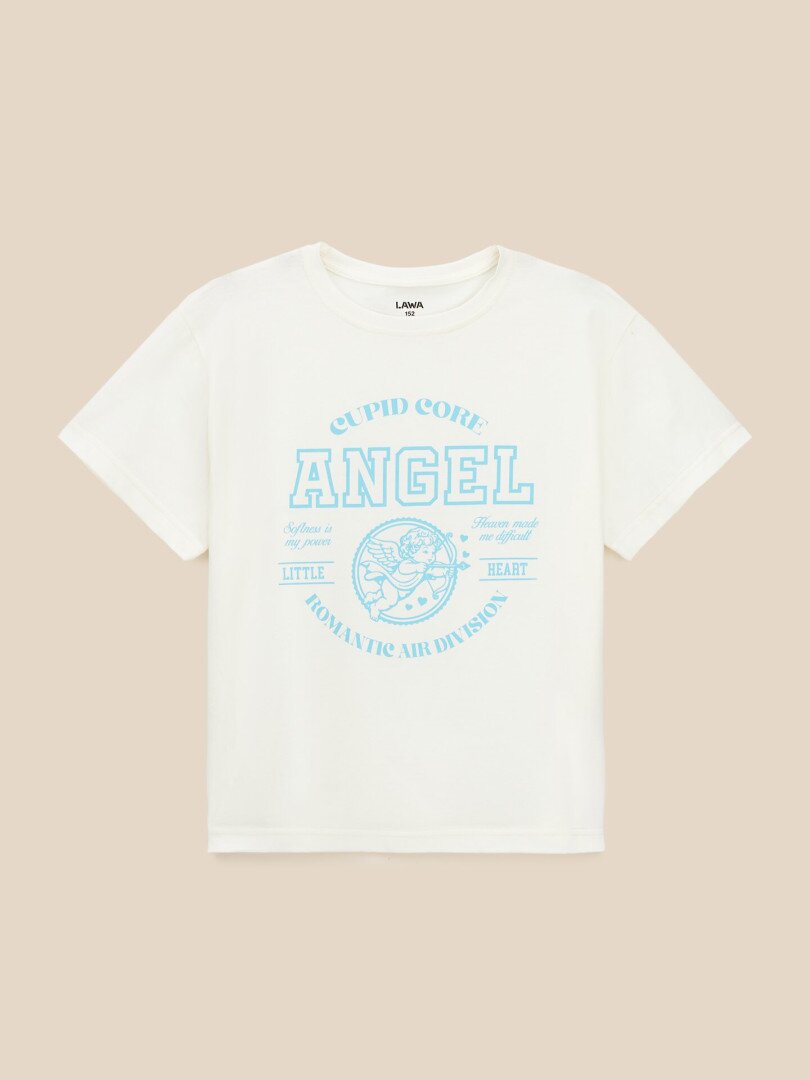 Футболка з принтом для дiвчинки LAWA P-GB02353 140 см Молочний shop (2000999633355)