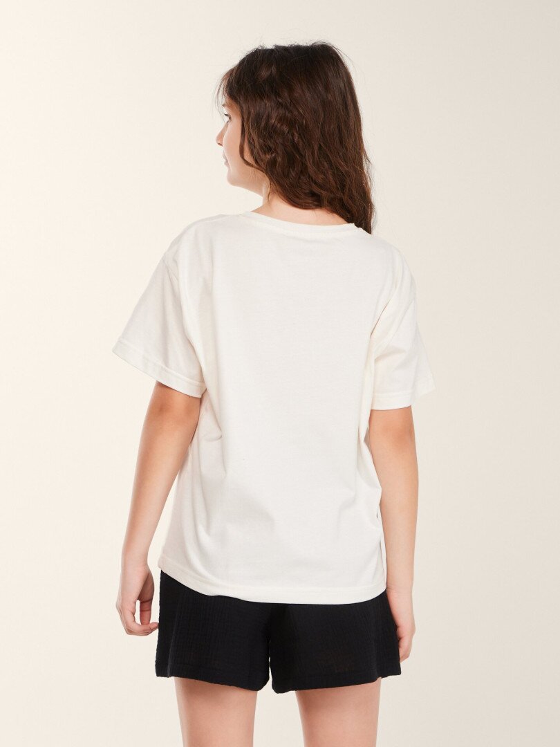 Футболка з принтом для дiвчинки LAWA P-GB02353 140 см Молочний shop (2000999633355)  Фото №2