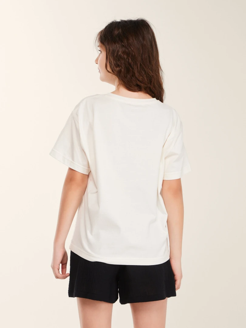 Футболка з принтом для дiвчинки LAWA P-GB02353 158 см Молочний shop (2000999633386)  Фото №2
