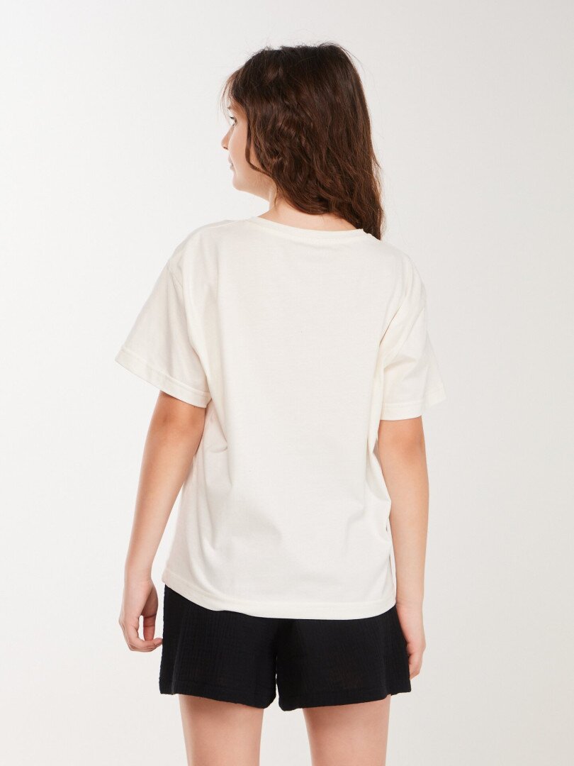 Футболка з принтом для дiвчинки LAWA P-GB02353 134 см Молочний shop (2000999633348)  Фото №2