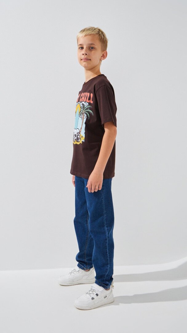 Футболка з принтом для хлопчика LAWA P-BB02316 134 см Шоколад shop (2000999233661)  Фото №2