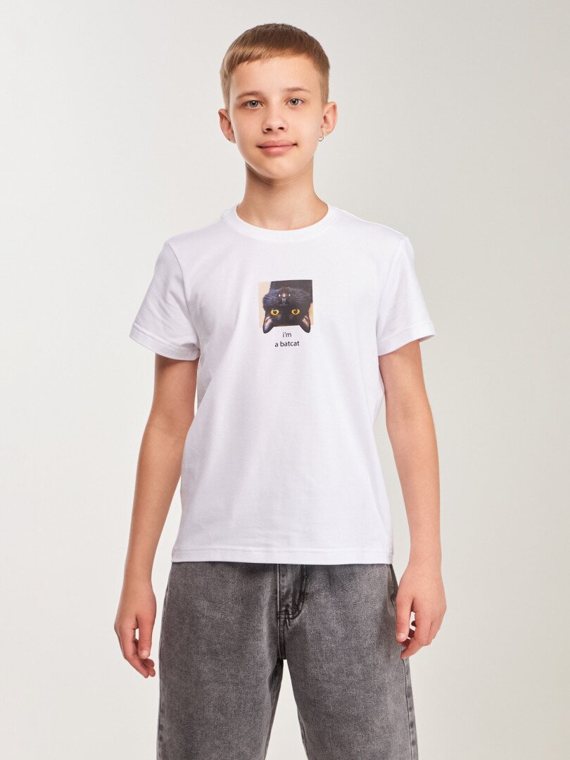Футболка з принтом для хлопчика LAWA P-BB02347 140 см Білий shop (2000999629730)