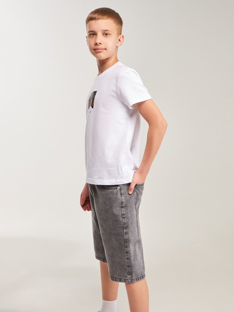 Футболка з принтом для хлопчика LAWA P-BB02347 140 см Білий shop (2000999629730)  Фото №1