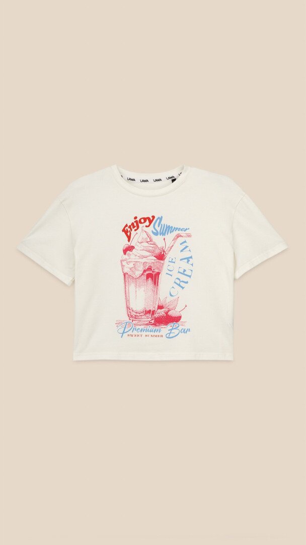Футболка з принтом Enjoy Summer жіноча  LAWA P-WB02401 L Молочний shop (2000999215360)