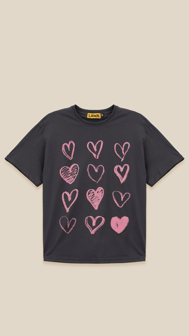 Футболка з принтом HURTS для дiвчинки LAWA P-GB02320 146 см Графітовий shop (2000999176456)