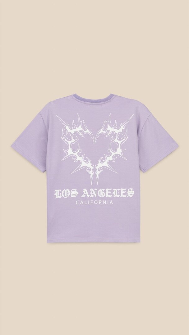 Футболка з принтом Los Angeles для дiвчинки LAWA P-GB02333 134 см Лавандовий shop (2000999229107)  Фото №1