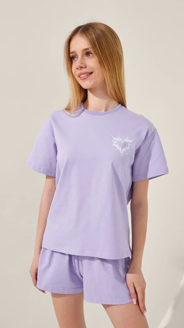 Футболка з принтом Los Angeles для дiвчинки LAWA P-GB02333 134 см Лавандовий shop (2000999229107)
