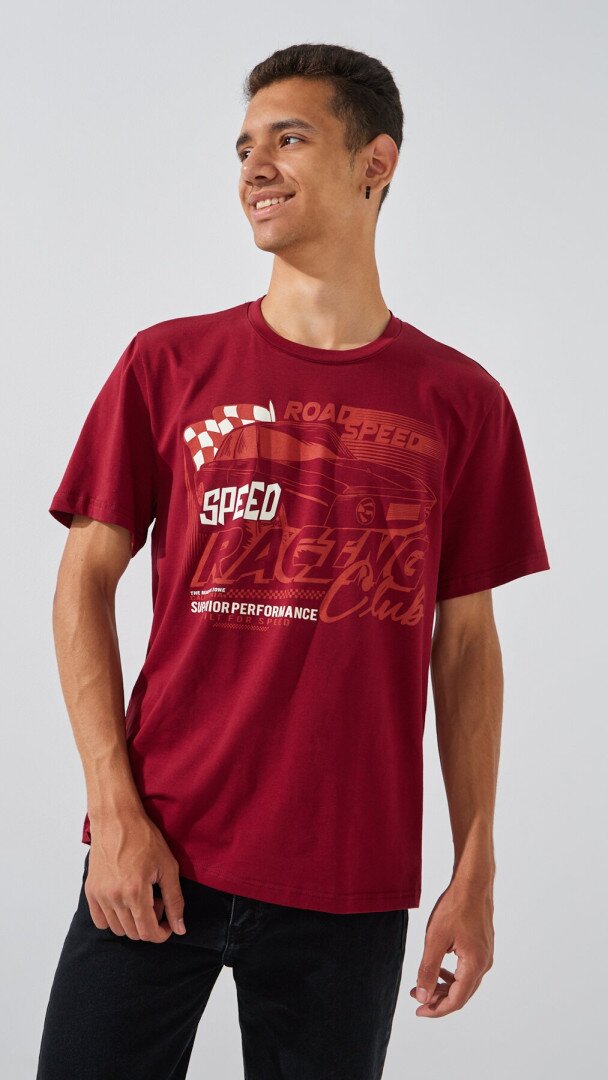Футболка з принтом Road Speed чоловіча LAWA P-MB02340 S Бордовий shop (2000999182518)