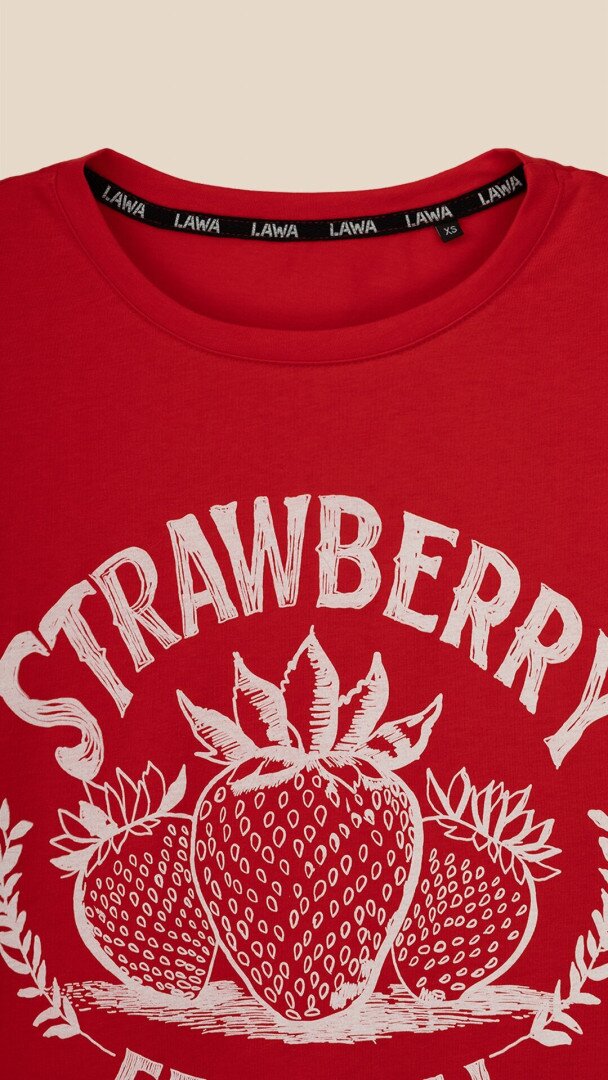 Футболка з принтом Strawberry жіноча  LAWA P-WB02392 XS Червоний shop (2000999215278)  Фото №0